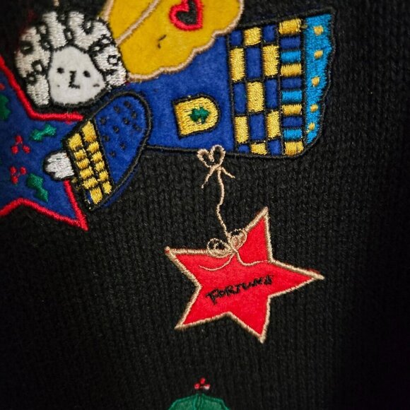 Quaker Factory Vintage Unique Angel Embroidered  V Neck Cardigan Sweater Size L - Picture 8 of 10